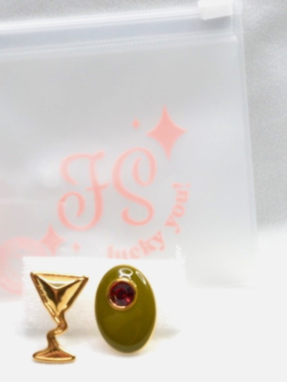 Anthropologie Frasier Sterling Olive & Martini Glass Post Earrings - Picture 4 of 5
